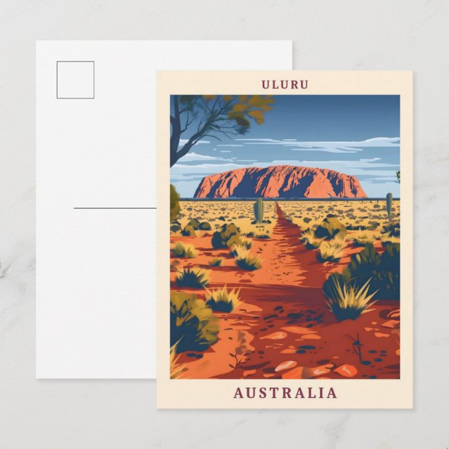 Uluru Australia Elegante Art Vintage Postkarte (Vorne/Hinten)