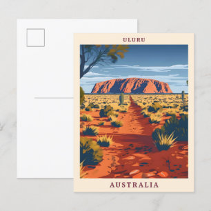 Uluru Australien Elegante Kunst Vintage Reise Postkarte