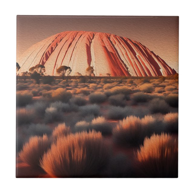 Uluru "Ayers Rock" Australia Oil Paint, Fliese (Vorderseite)