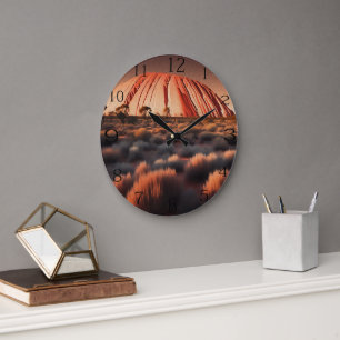 Uluru "Ayers Rock" Australia Oil Paint, Große Wanduhr