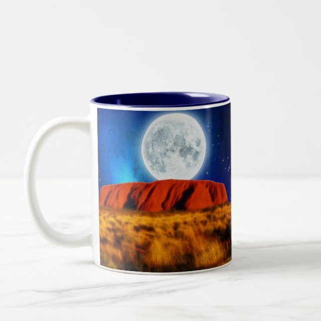 ULURU Ayer's Rock Australian Outback Art Zweifarbige Tasse (Links)