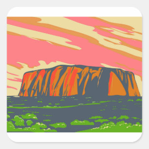 Uluru Ayers Rock in Australien Quadratischer Aufkleber