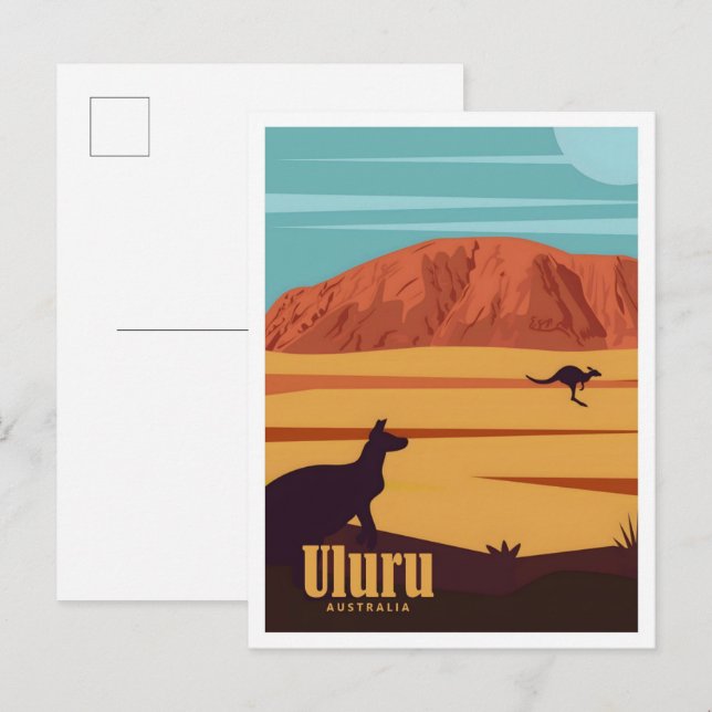 Uluru Nationalpark Australien Vintage Travel Postkarte (Vorne/Hinten)