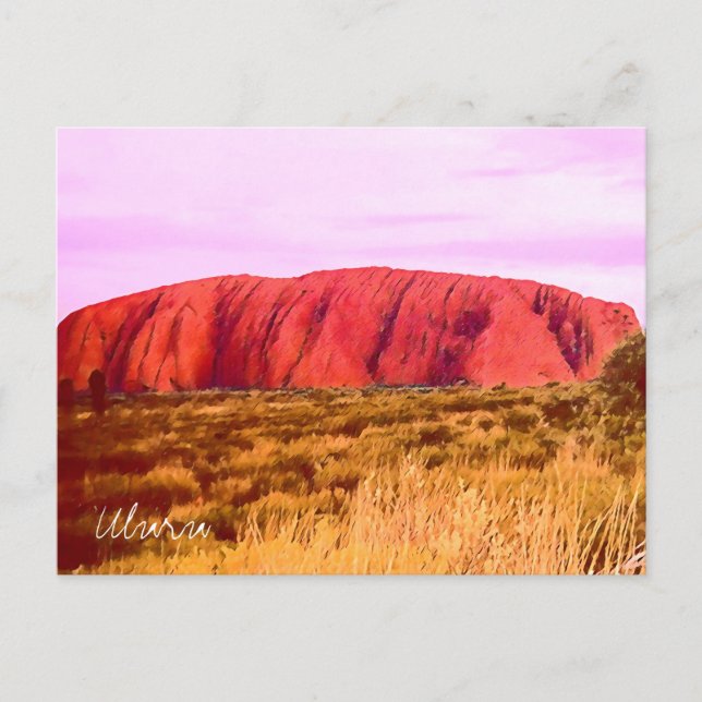 Uluru Sonnenuntergang Zentralaustralien Reise Postkarte (Vorderseite)