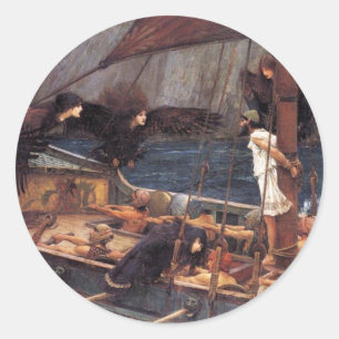 Ulysses und die Sirenen Runder Aufkleber