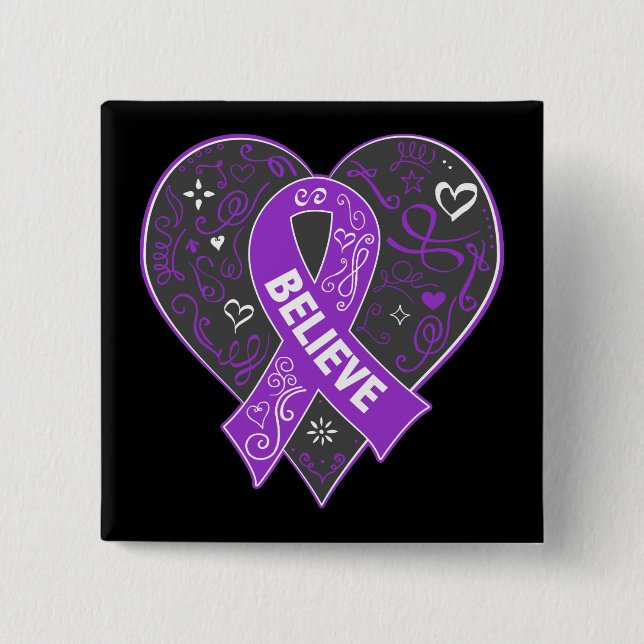Ulzerative Colitis Glaube Ribbon Herz Button (Vorderseite)