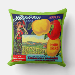 um 1900 Appleton Apples Kistenetikett Druck Kissen
