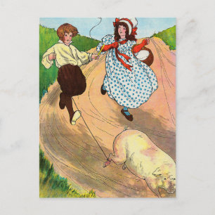 Um auf den Markt zu bringen, um ein fettes Schwein Postkarte