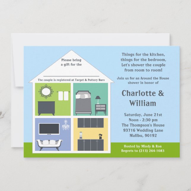 Um das Haus-Duschen-Brautparty Einladung (Vorderseite)