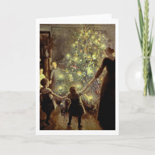 Um den Weihnachtsbaum Feiertagskarte
