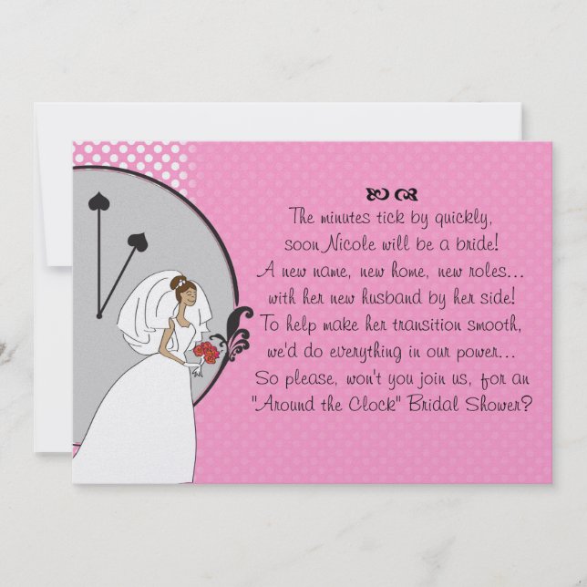 "Um die Uhr" Bridal-Dusche Einladung (Vorderseite)