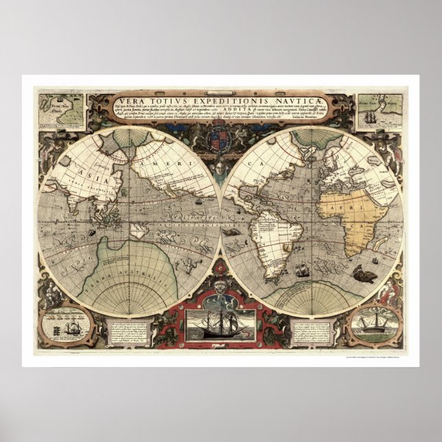 Um die Weltkarte - 1595 Poster (Vorne)