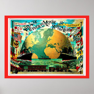 Um die Weltreise-Vintage Reise Poster