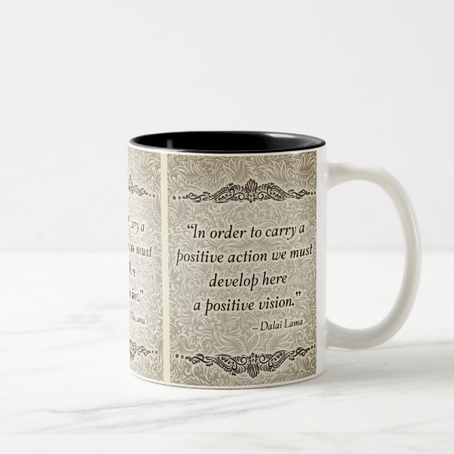Um ein positives - positives Zitat Zweifarbige Tasse (Rechts)