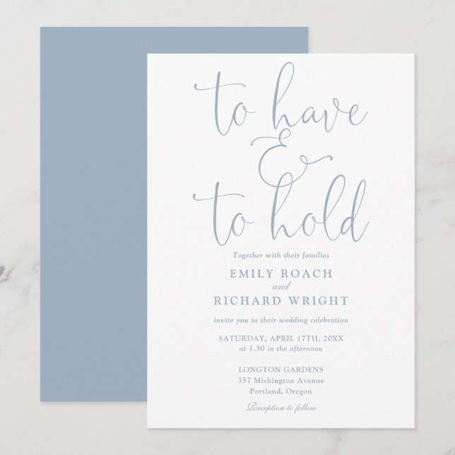 Um eine blaue Hochzeit mit einem Skript zu haben u Einladung (Vorne/Hinten)