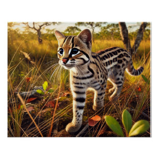 Um gato-do-mato no Pantanal. Poster