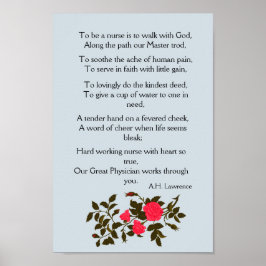 Um Krankenschwester zu werden, Gedicht mit rosa Ro Poster