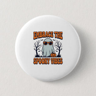 Umarme die Grusel-Vibes Geist Halloween-Shirt_1 Button