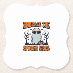 Umarme die gruseligen Vibes Geist Halloween-Shirt_ Untersetzer