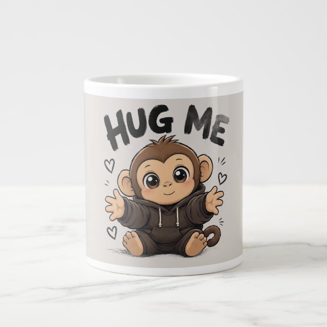 Umarme mich Affe Jumbo-Tasse (Vorderseite)