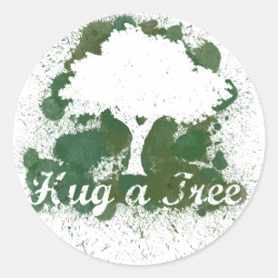 Umarmen eines Tree-Denke ökologisch Runder Aufkleber