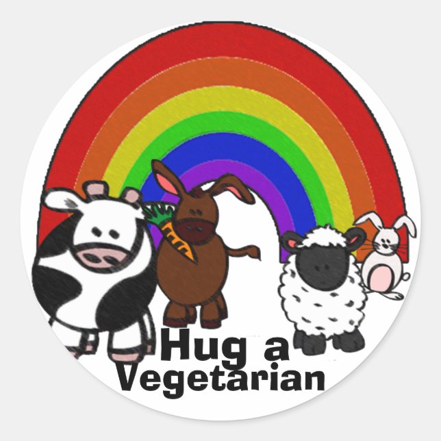 Umarmen eines Veggie-Stickers Runder Aufkleber (Vorderseite)