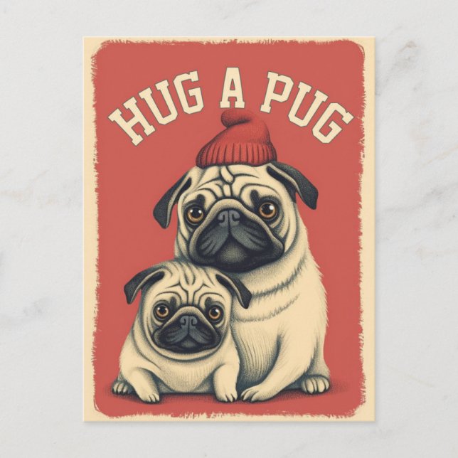 Umarmen Sie einen Mops! Postkarte (Vorderseite)