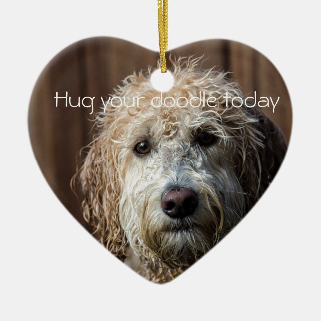 umarmen Sie Ihre Gekritzel niedliche Labradoodle Keramik Ornament (Vorne)
