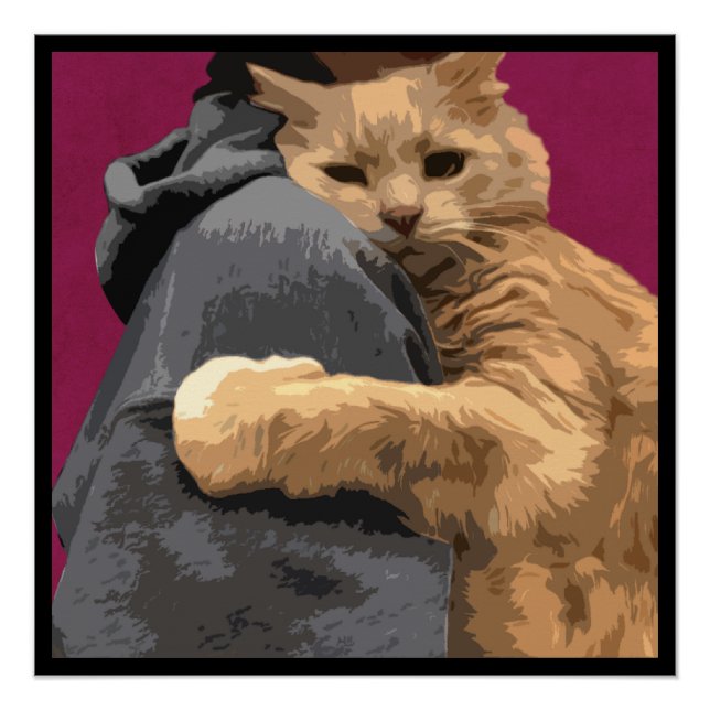 Umarmen Sie Ihre Katze Illustration magenta Poster (Vorderseite)