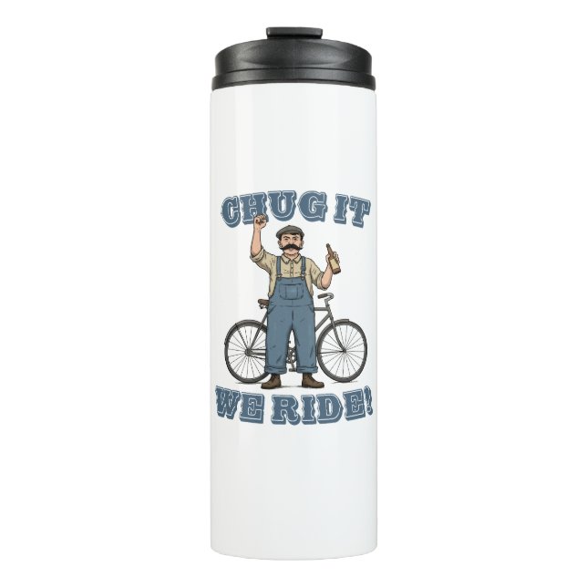 Umarmen wir es mit dem Fahrrad Thermosbecher (Vorderseite)