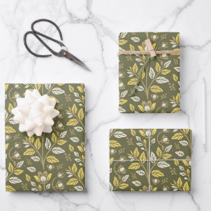 Umarmung der Natur mit eleganten floralen Mustern Geschenkpapier Set