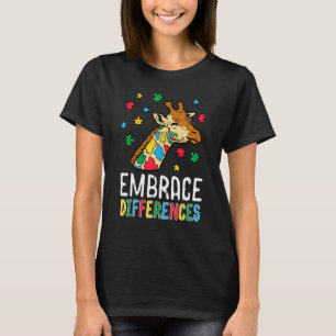 Umarmung der Unterschiede Giraffe Puzzle Autismus- T-Shirt