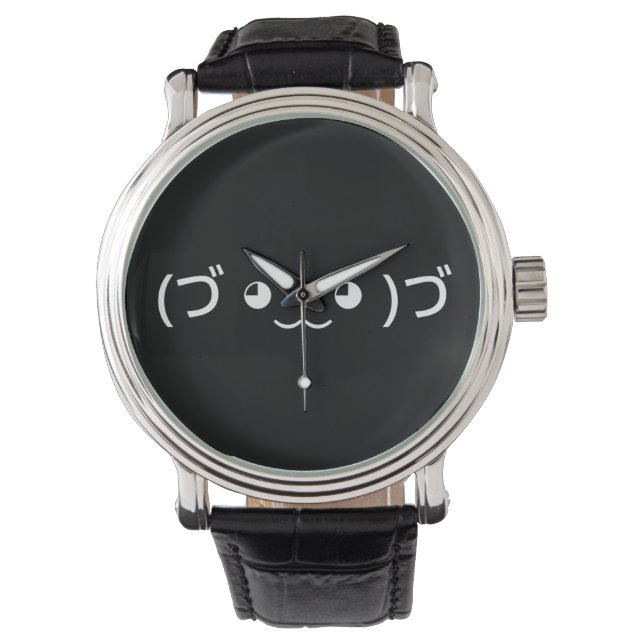 Umarmung Emoticon (づ ◕ ‿ ◕)づ japanischer Kaomoji Armbanduhr (Vorderseite)