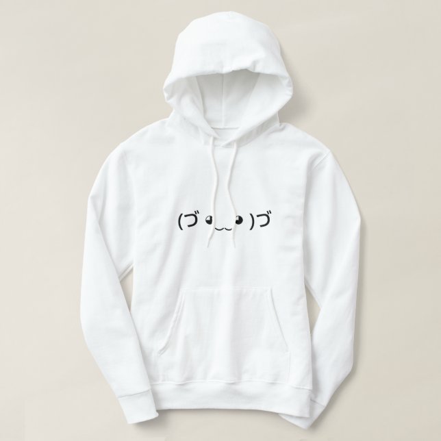 Umarmung Emoticon (づ ◕ ‿ ◕)づ japanischer Kaomoji Hoodie (Design vorne)
