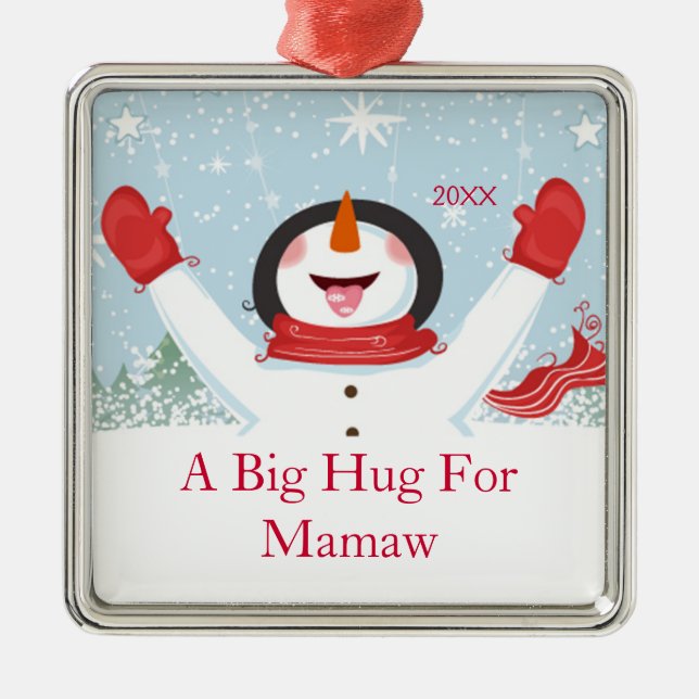 Umarmung für Mamaw WeihnachtsSchneemann-Verzierung Ornament Aus Metall (Vorne)