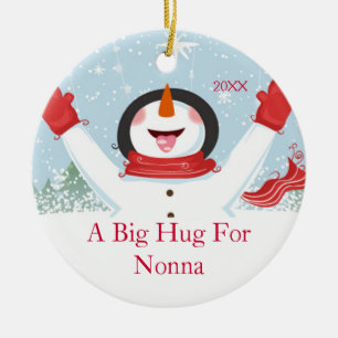 Umarmung für Nonna WeihnachtsSchneemann-Verzierung Keramikornament