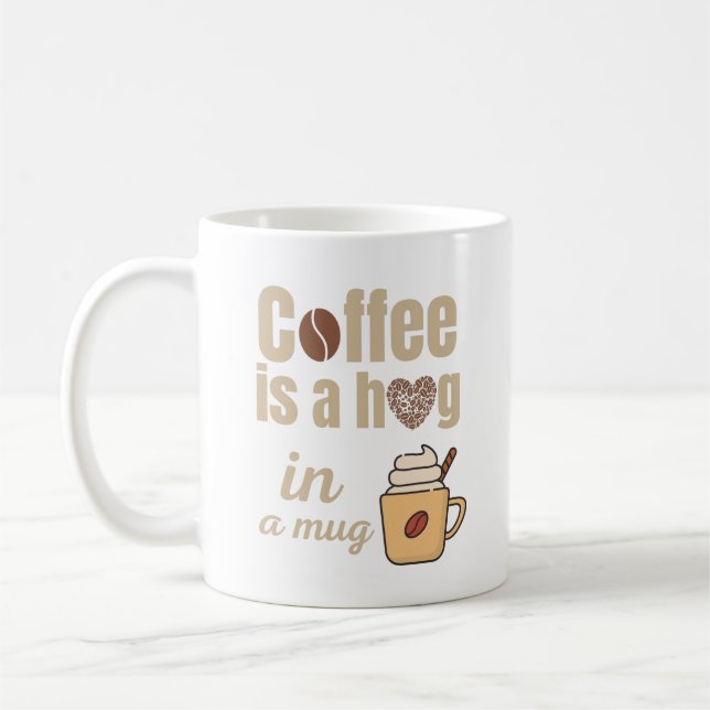 Umarmung in einem Tasse-Liebhaber Kaffeetasse (Links)