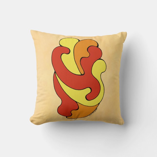 Umarmung von Kurven (Gelb, Rot, Orange) Kissen (Vorderseite)