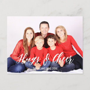 Umarmungen & Freude Weihnachtsfamilienfoto Feiertagspostkarte
