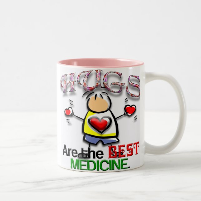 Umarmungen sind die beste Medizin Zweifarbige Tasse (Rechts)