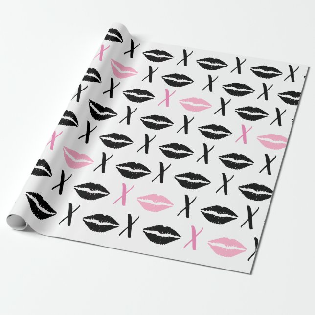 Umarmungen und Kuss-Lippendruck-Packpapier Geschenkpapier (Ungerollt)