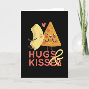 Umarmungen und Küsse Liebe Pizza Banane Lustig Karte