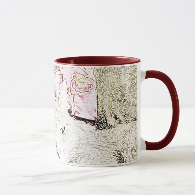 Umarmungs-Katzen-Skizze-Tasse Tasse (Rechts)