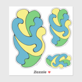 Umarmungskurven (Gelb, Blau, Grün) Aufkleber