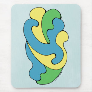 Umarmungskurven (Gelb, Blau, Grün) Mousepad