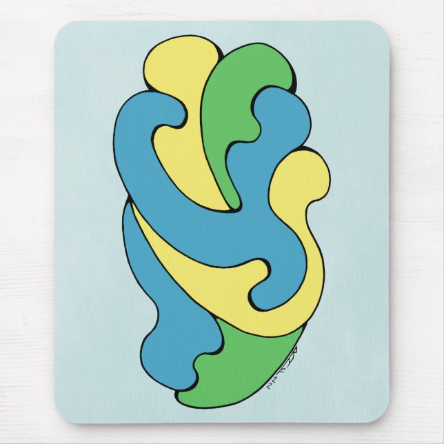 Umarmungskurven (Gelb, Blau, Grün) Mousepad (Vorne)