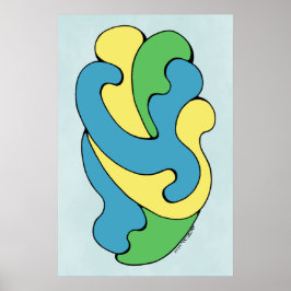 Umarmungskurven (Gelb, Blau, Grün) Poster