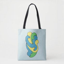 Umarmungskurven (Gelb, Blau, Grün) Tasche
