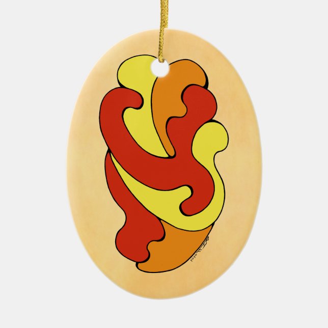 Umarmungskurven (Gelb, Rot, Orange) Keramik Ornament (Vorne)