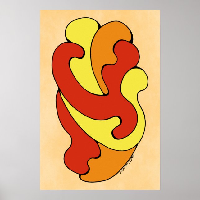 Umarmungskurven (Gelb, Rot, Orange) Poster (Vorne)
